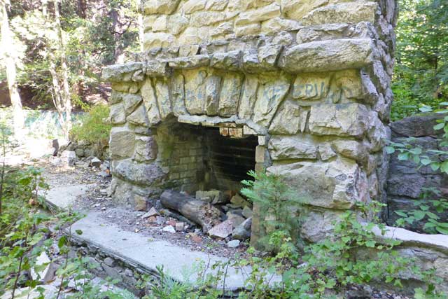 The stone fireplace and chimney, 2015.
