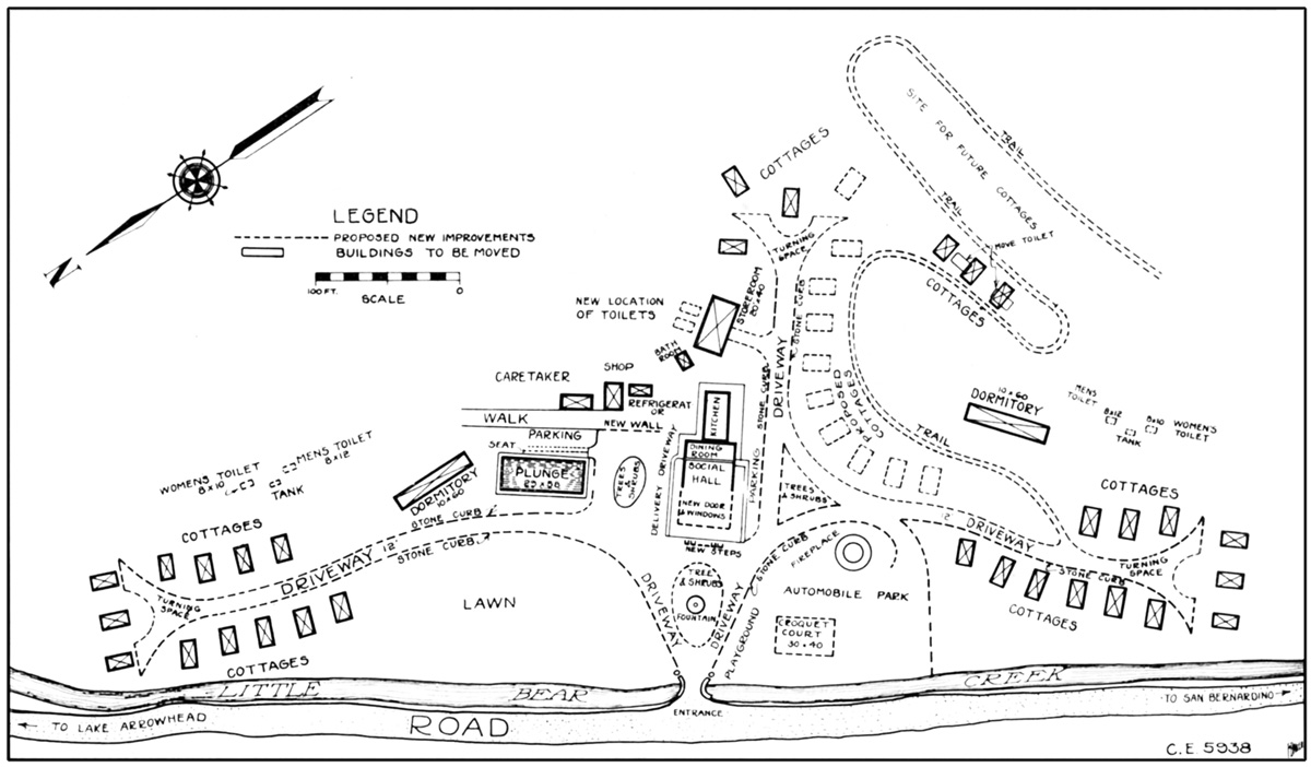 A map of the Pacific Electric camp grounds drawn in 1924.
